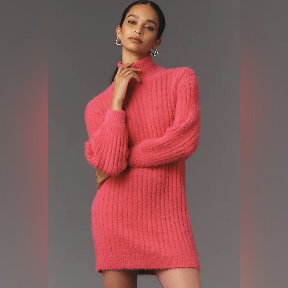Anthropologie Flat White Pink Sweater Dress